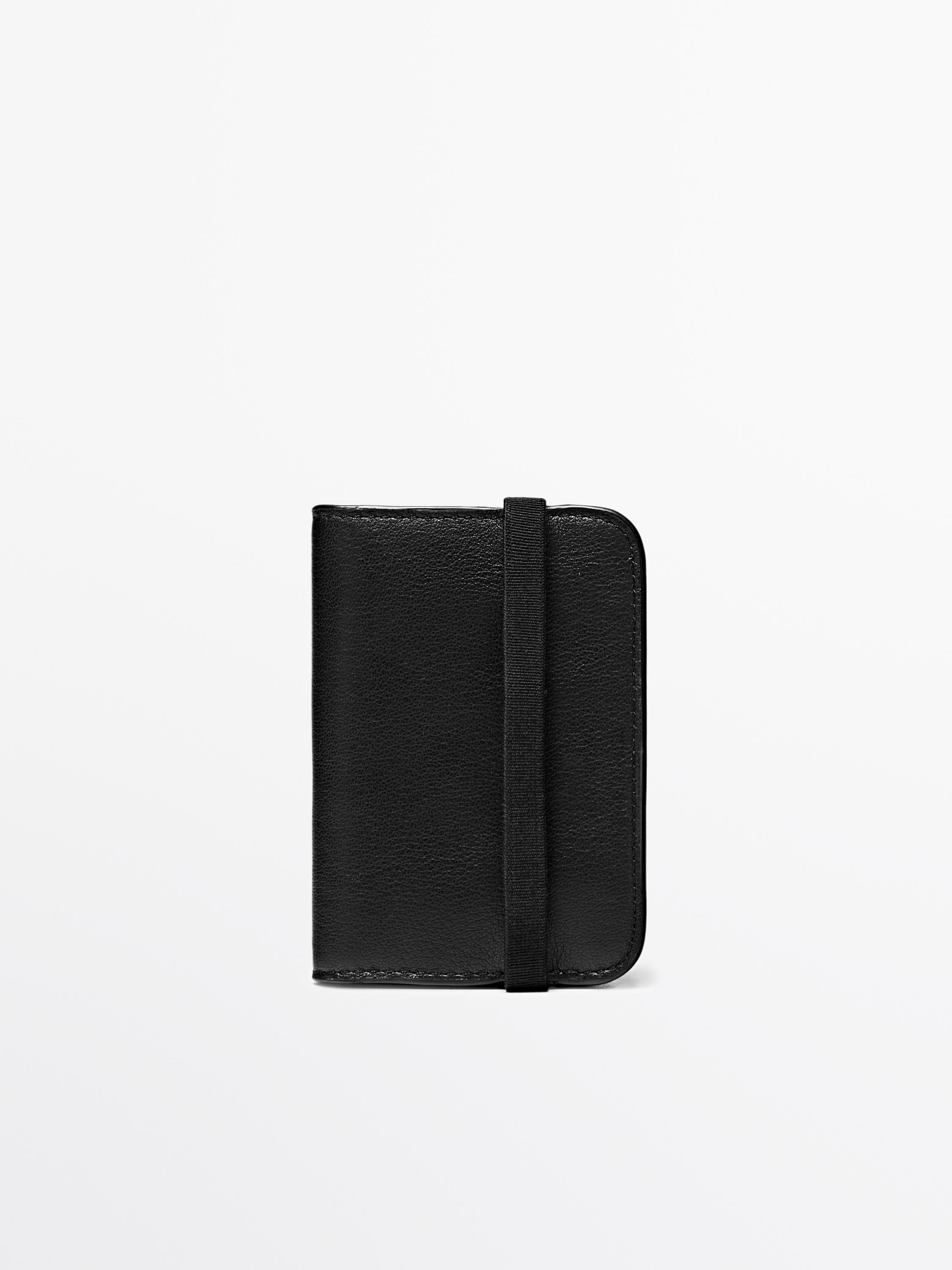 Nappa leather card holder with flap